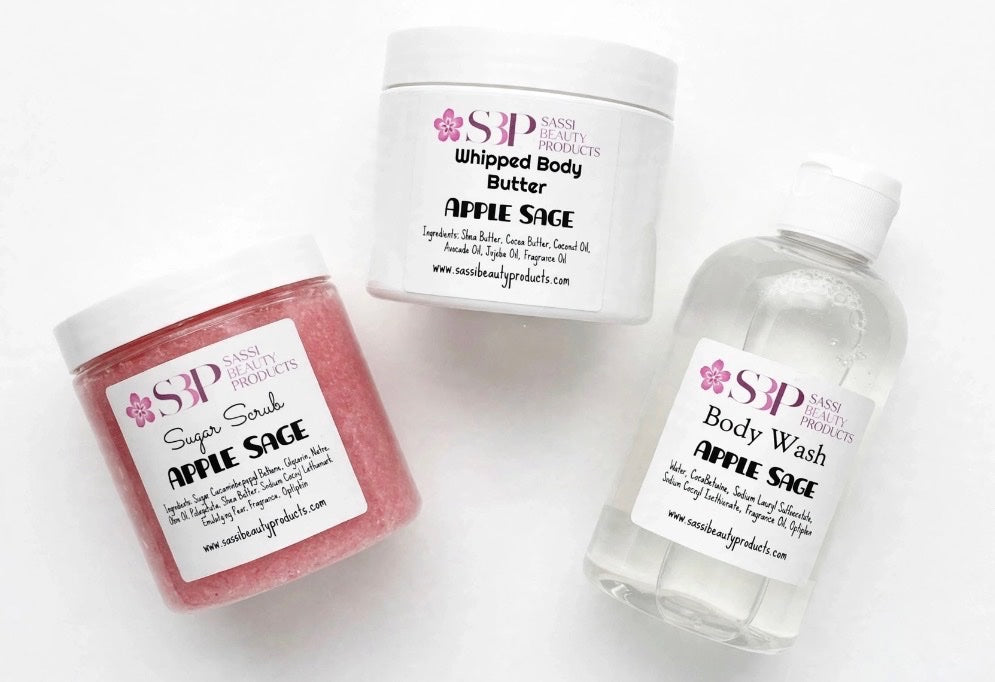 Shower Ritual bundle — Apple Sage body wash, sugar scrub, and whipped body butter